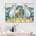 Decorative Elephant Ginkgo Leaf 3-Panel PVC Wall Sticker Set - Image 1