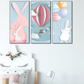 Cute Bunny Balloon 3-Panel Wall Sticker Set - Image 3