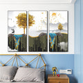 Floating Island Golden Tree Deer 3-Panel Wall Sticker Set - Image 2